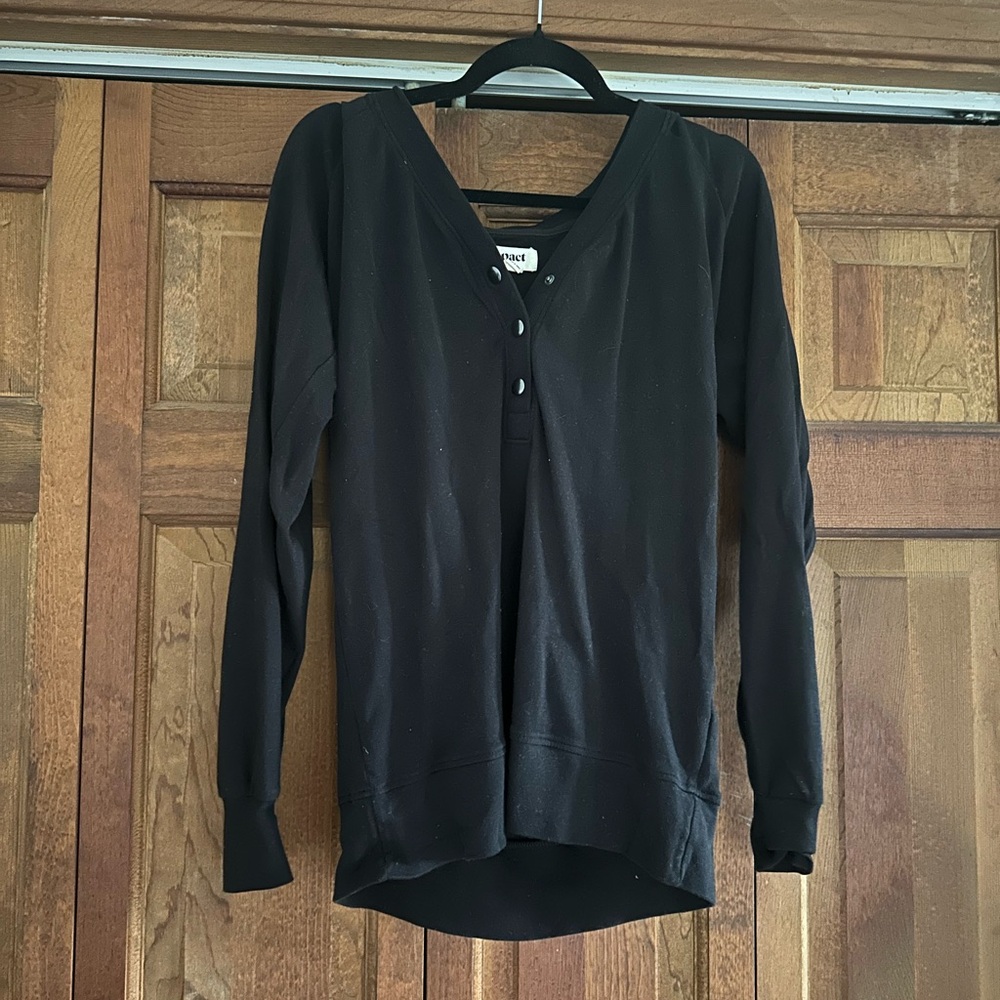 Pact Black Women's Long Sleeve Organic Cotton With Buttons